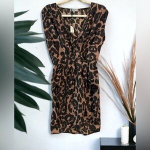 Alice & You Women's Animal Print Dress Size 10 Cinch Shoulder Elastic Waist NWT
